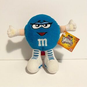 1998 M&M Mars Swarmies Belle Blue 6" Plush Toy Chocolate Candy Tube Vintage